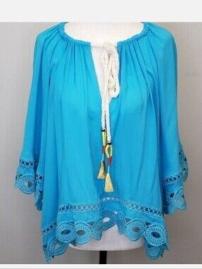 Ramy Brook Dimitri Blouse Turquoise S NWT Pit to Pit 25" Oversize